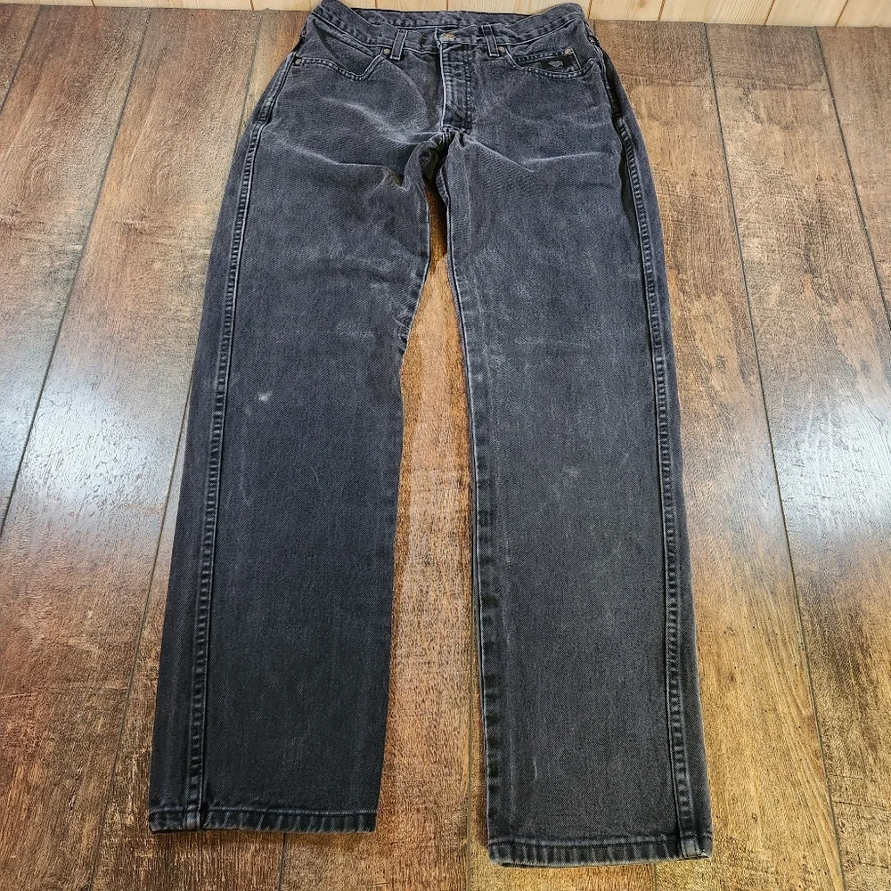 Vintage Harley Davidson Jeans Mens 31x33 Faded Black Straight Leg *READ SIZE